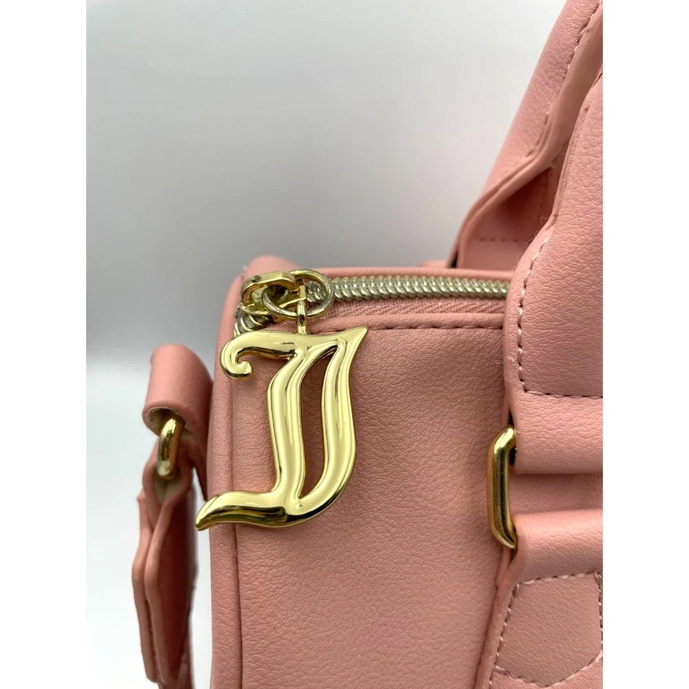 Juicy Couture Pink Studded Logo Satchel Crossbody Bag Gold Hardware Purse